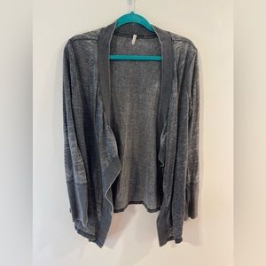 Acid wash grey open cardigan